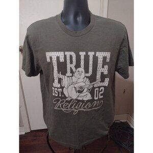 Vintage Retro True Religion Graphic T-Shirt Mens Large L Green Lightweight